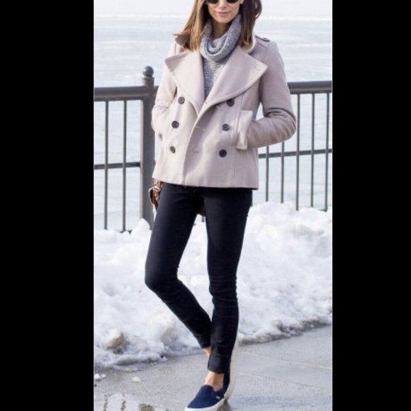 J. Crew Women Winter Wool Coat Peacoat Double-breasted P4 Thinsulate Insulation - Picture 2 of 12